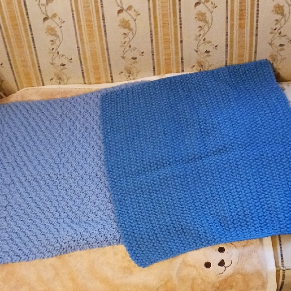 Handcrafted Blue Knit Blanket for Kids Dolls - Picture 1 of 5